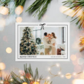 Minimale kerstkaart met familiefoto en strik