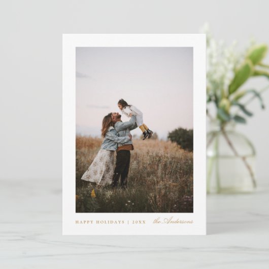 Minimale kerstkaart met foto (Staand voorkant)