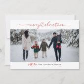 Minimale kerstkaart met hartscript en fotorooster  (Voorkant)