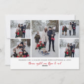 Minimale kerstkaart met hartscript en fotorooster  (Achterkant)
