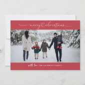 Minimale kerstkaart met hartscript en fotorooster (Voorkant)