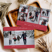 Minimale kerstkaart met hartscript en fotorooster