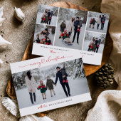 Minimale kerstkaart met hartscript en fotorooster 