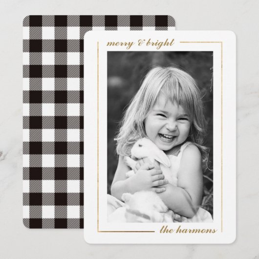 Minimale kerstkaart met Merry Gold-formaat Kaart (Voorkant / Achterkant)