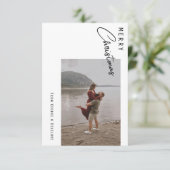 Minimale kerstkaart met twee foto's bedankkaart (Staand voorkant)