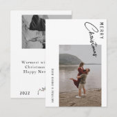 Minimale kerstkaart met twee foto's bedankkaart (Voorkant / Achterkant)