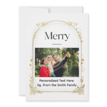 Minimale Kerstkaart 'Prettig' met boog en voorzijd