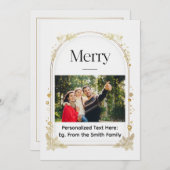 Minimale Kerstkaart 'Prettig' met boog en voorzijd (Voorkant / Achterkant)