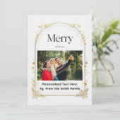 Minimale Kerstkaart 'Prettig' met boog en voorzijd (Staand voorkant)