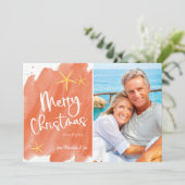 Minimale kerstkaart voor Coral & Gold Waterverf (Staand voorkant)