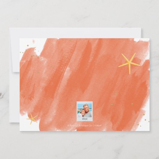 Minimale kerstkaart voor Coral & Gold Waterverf (Achterkant)