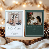 Minimale kerstkaart voor vrede en liefde Gold Kaart