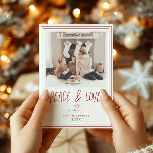 Minimale kerstkaart voor vrede en liefde kaart