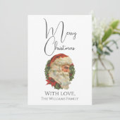 Minimale  kerstkerst met de oude kerstman feestdagenkaart (Staand voorkant)