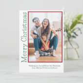 Minimale kerstkleuren familiefoto feestdagenkaart (Staand voorkant)