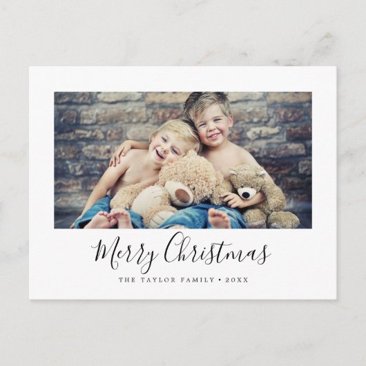 Minimale kerstlandschapsfoto van Merry Feestdagenkaart (Voorkant)