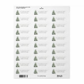 Minimale Kerstmis Adres met Dennenboom Etiket (Full Sheet)