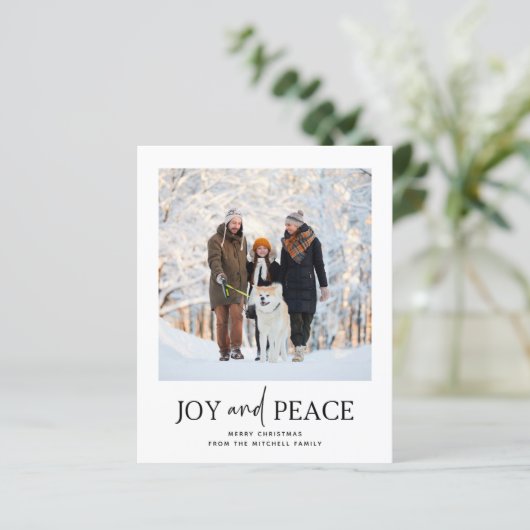 Minimale Kerstmis | Budget Photo Holiday Kaart (Staand voorkant)