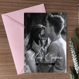 Minimale Kerstmis | Eenvoudige foto van zwart en w Briefkaart