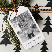 Minimale Kerstmis | Eenvoudige foto van zwart en w Cadeaulabel