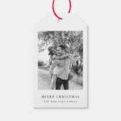 Minimale Kerstmis | Eenvoudige foto van zwart en w Cadeaulabel (Voorkant)