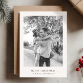 Minimale Kerstmis | Eenvoudige foto van zwart en w Feestdagenkaart