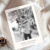 Minimale Kerstmis | Eenvoudige foto van zwart en w Feestdagenkaart