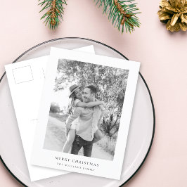 Minimale Kerstmis | Eenvoudige foto van zwart en w Feestdagenkaart