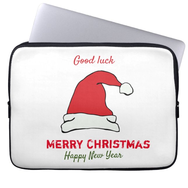 Minimale Kerstmis en Nieuwjaar gelukkig Laptop Sleeve (Voorkant)