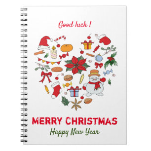Minimale Kerstmis en Nieuwjaar gelukkig Notitieboek