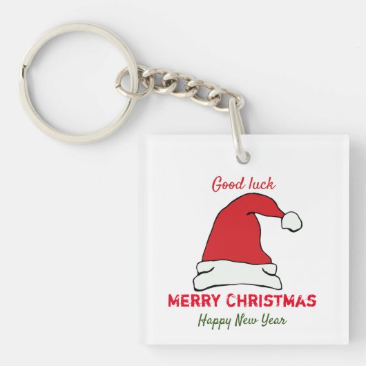 Minimale Kerstmis en Nieuwjaar gelukkig Sleutelhanger (voorkant)