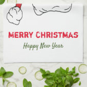 Minimale Kerstmis en Nieuwjaar gelukkig Theedoek (Gevouwen)