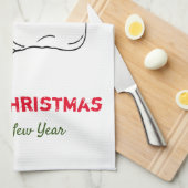 Minimale Kerstmis en Nieuwjaar gelukkig Theedoek (Quarter Fold)