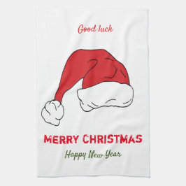 Minimale Kerstmis en Nieuwjaar gelukkig Theedoek