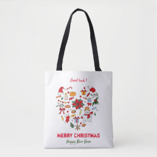 Minimale Kerstmis en Nieuwjaar gelukkig Tote Bag