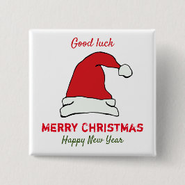 Minimale Kerstmis en Nieuwjaar gelukkig Vierkante Button 5,1 Cm