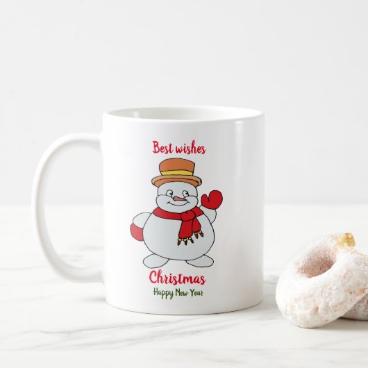 Minimale kerstmis en nieuwjaar Happy Coffee Mu Koffiemok (Met donut)