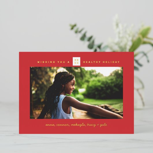 Minimale kerstmis folie feestdagenkaart (Staand Voorkant)