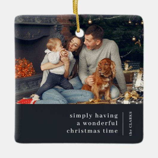 Minimale Kerstmis | Foto van de Grauwe Kool Keramisch Ornament (Voorkant)