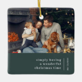 Minimale Kerstmis | Foto van Forest Green Keramisch Ornament (Voorkant)