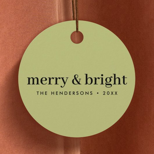 Minimale Kerstmis | Merry and Bright Olive Green Bedankjes Labels