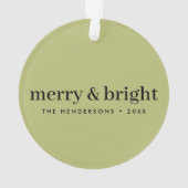 Minimale Kerstmis | Merry and Bright Olive Green Ornament (achterkant)