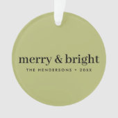 Minimale Kerstmis | Merry and Bright Olive Green Ornament (voorkant)