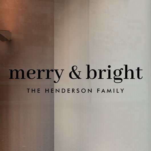 Minimale Kerstmis | Merry en Bright Modern Black Raamsticker