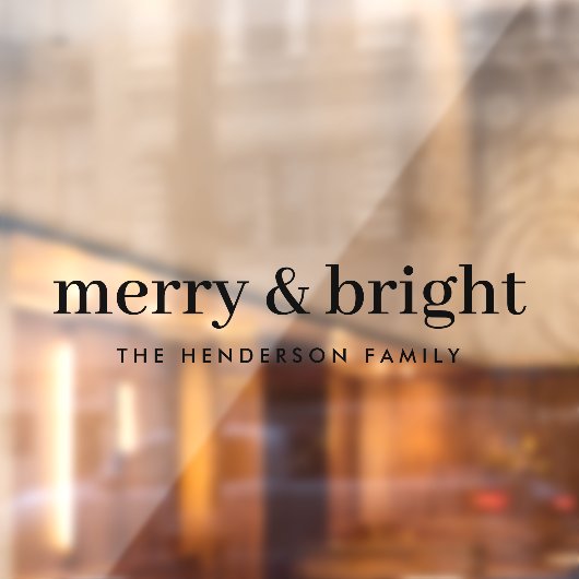 Minimale Kerstmis | Merry en Bright Modern Black Raamsticker (Vel 2)