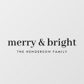Minimale Kerstmis | Merry en Bright Modern Black Raamsticker (Vel)