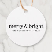 Minimale Kerstmis | Merry en Bright Simple White Bedankjes Labels (Voorkant)
