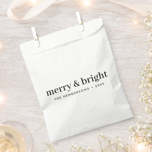 Minimale Kerstmis | Merry en Bright Simple White Bedankzakje (Geknipt)