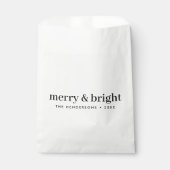Minimale Kerstmis | Merry en Bright Simple White Bedankzakje (Voorkant)