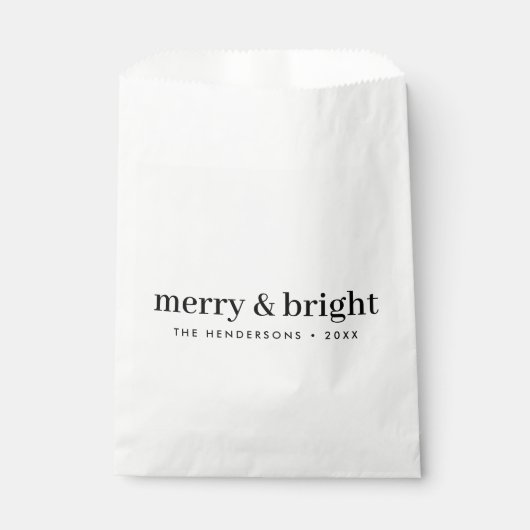 Minimale Kerstmis | Merry en Bright Simple White Bedankzakje (Voorkant)